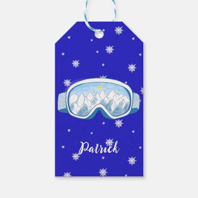 Ski Goggles Snowflake Tanz Personalisiert Geschenkanhänger (Vorderseite)