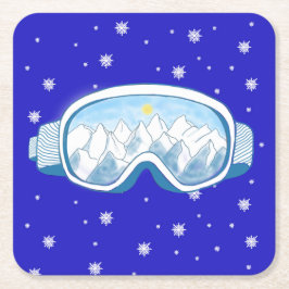Ski Goggles Snowflake Tanz Rechteckiger Pappuntersetzer