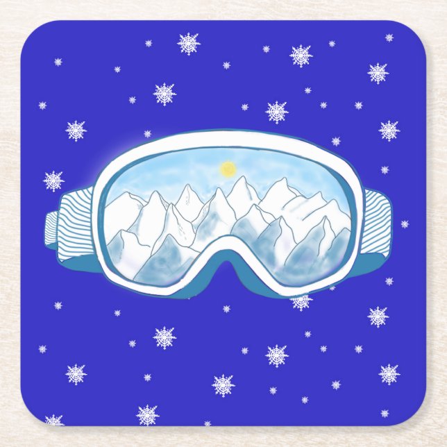 Ski Goggles Snowflake Tanz Rechteckiger Pappuntersetzer (Vorderseite)