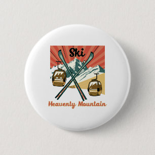 Ski Himmlisches Berg Retro Vintager Himmlischer Be Button