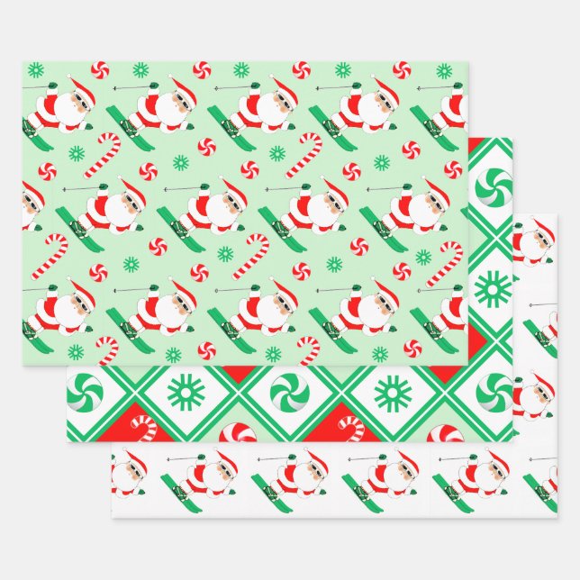 Ski Holiday Santa Ski Geschenk Geschenkpapier Set (Set)