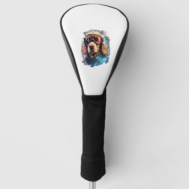 Ski Hund in Skibrillen 6 Golf Headcover (Vorderseite)