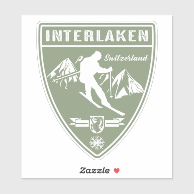 Ski Interlaken Schweiz Aufkleber (Blatt)