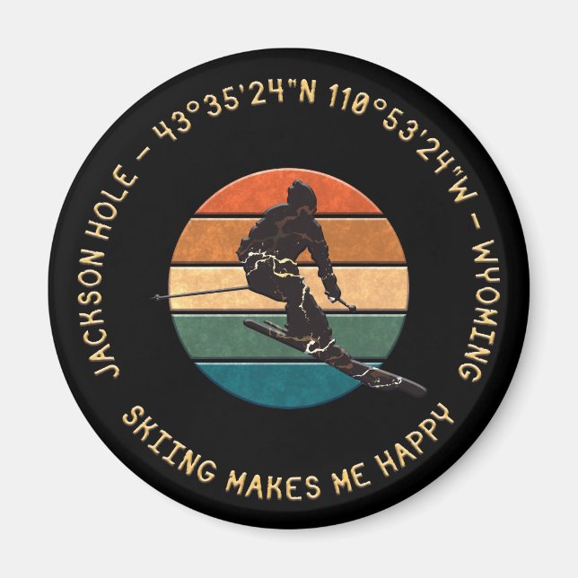 Ski Jackson Hole, Wyoming - Man Skier on Black Magnet (Vorne)