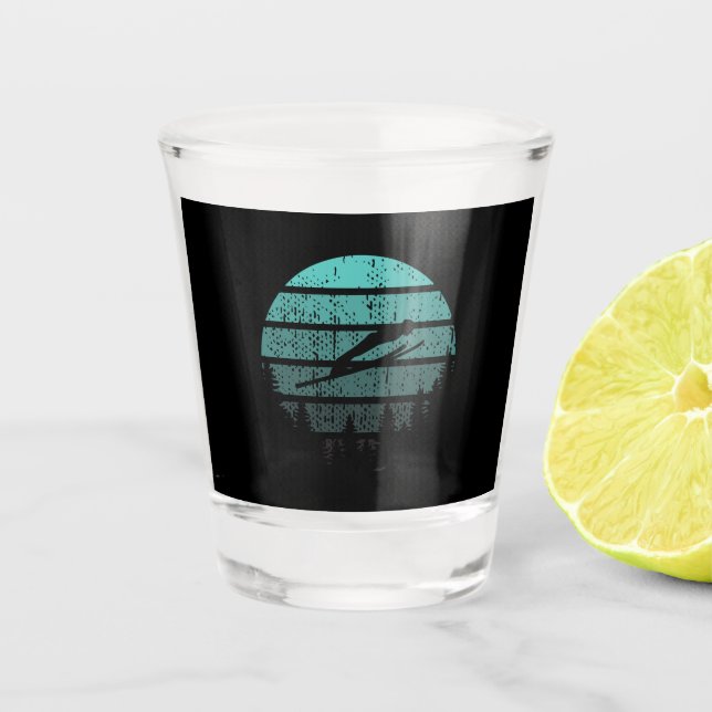 Ski Jumper Ski Jumping Retro Schnapsglas (Vorderseite)