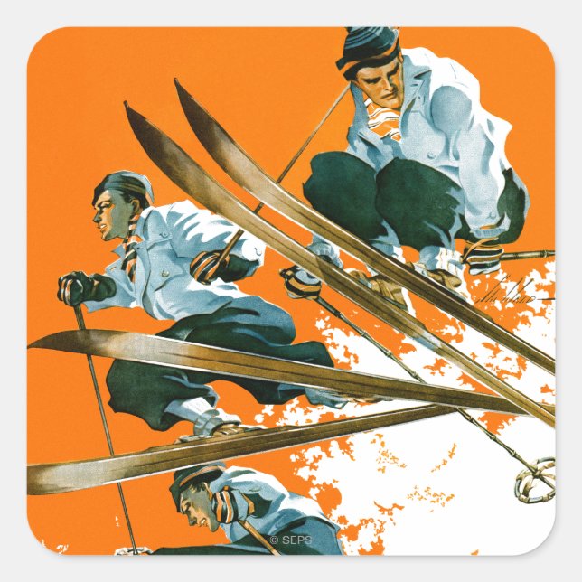 Ski Jumpers von Ski Weld Quadratischer Aufkleber (Vorderseite)