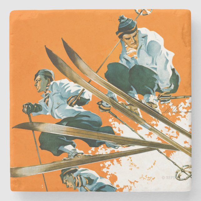 Ski Jumpers von Ski Weld Steinuntersetzer (Vorderseite)