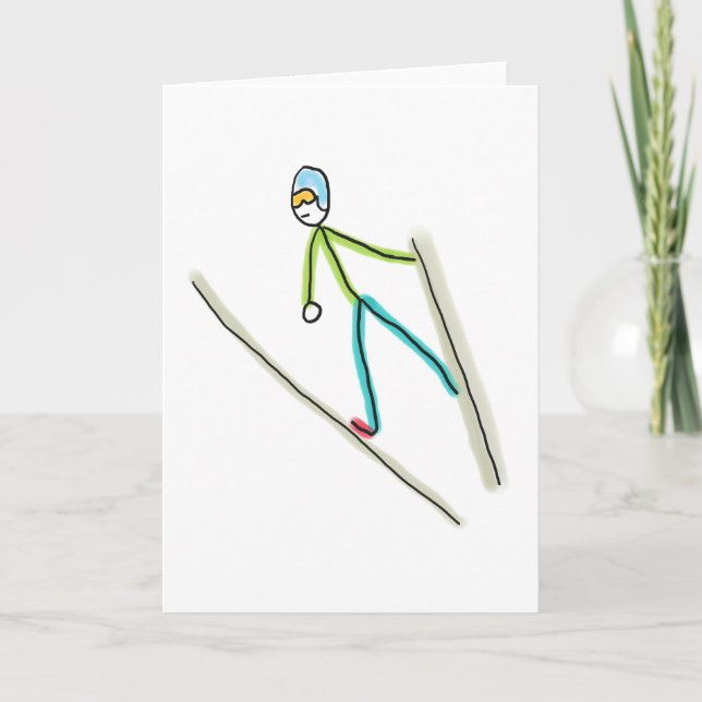 Ski Jumping Stickman Karte (Vorderseite)