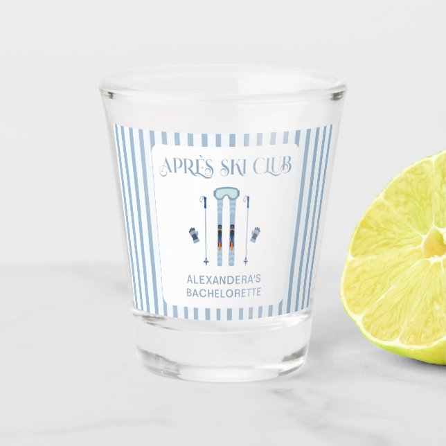 Ski Junggeselinnen-Abschied Blue Winter Apres Schnapsglas (Vorderseite)
