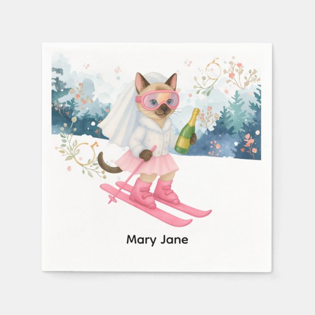 Ski Junggeselinnen-Abschied Bridge auf der Piste N Serviette (Vorderseite)