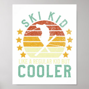 Ski Kids Funny Young Vintag Skier und Ski Liebe Poster