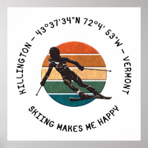 Ski Killington, Vermont - Skifahrerin, schwarzer T Poster