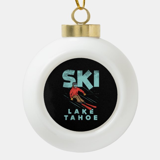 Ski Lake Tahoe Keramik Kugel-Ornament (Vorderseite)