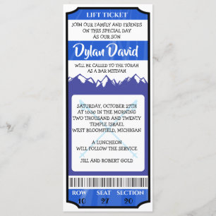 SKI-LIFT-TICKET Bar/Bat Mitzvah Einladung
