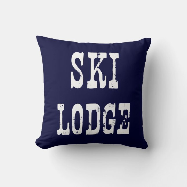 Ski Lodge Navy Kissen (Vorderseite)