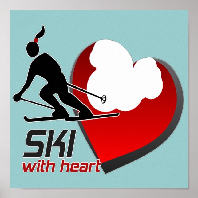 SKI MIT HERZPOSTER POSTER (Vorne)