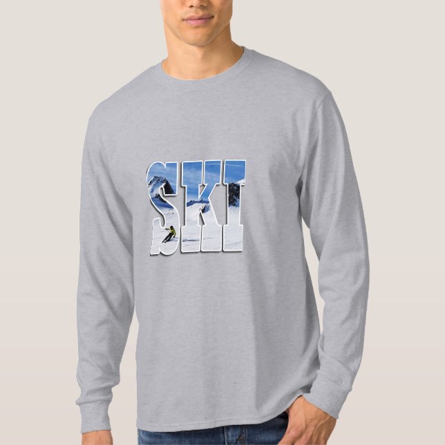 SKI - Mountain Slope Typography Design T-Shirt (Vorderseite)