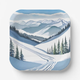 Ski Mountain Watercolor Pappteller