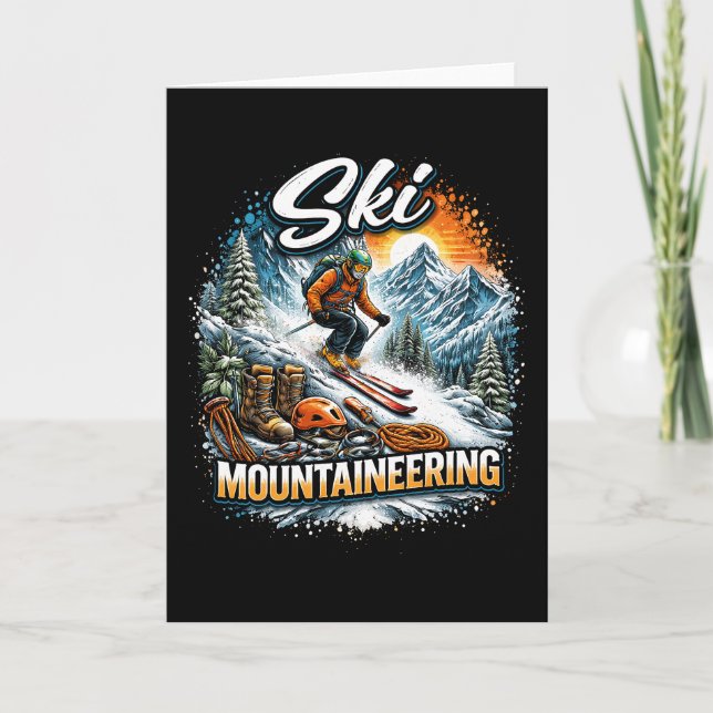 Ski Mountaineering Feiertagskarte (Vorderseite)