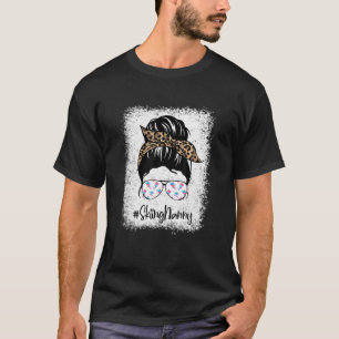 Ski Nanny Messy Hair Bun Leopard Frauen Mutter T-Shirt