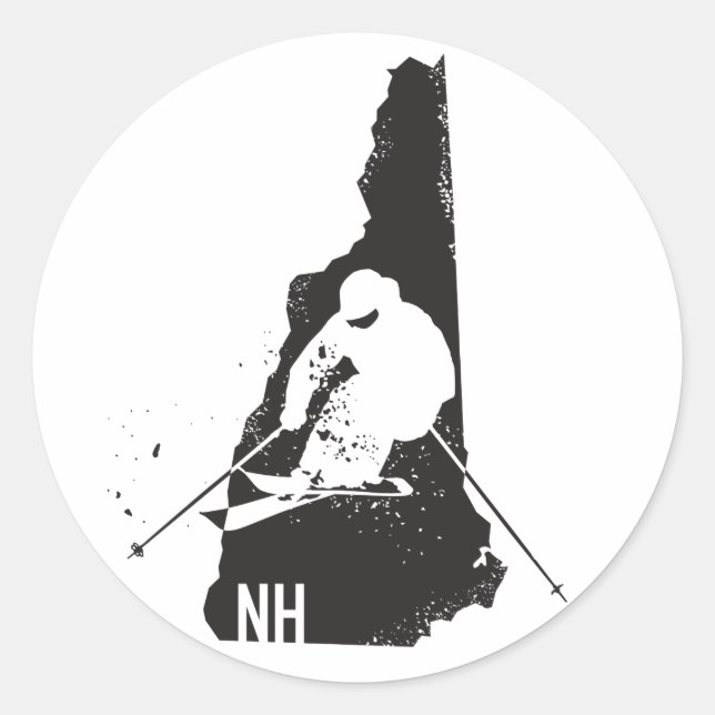 Ski New Hampshire Runder Aufkleber (Vorderseite)