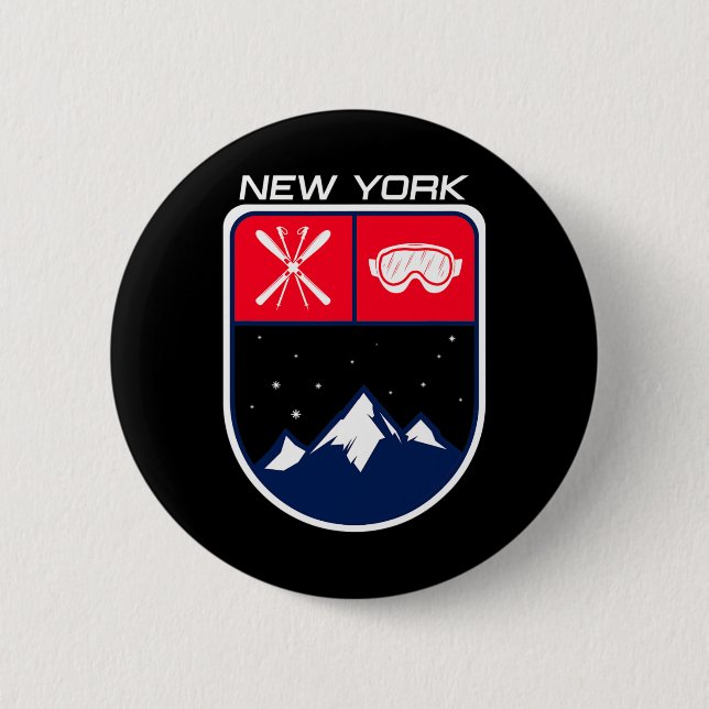 Ski New York Mountain Skipass Skipass Po Button (Vorderseite)