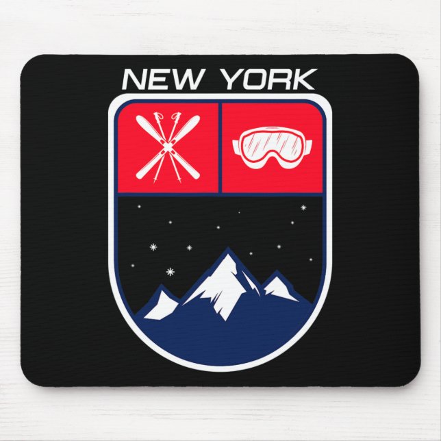 Ski New York Mountain Skipass Skipass Po Mousepad (Vorne)
