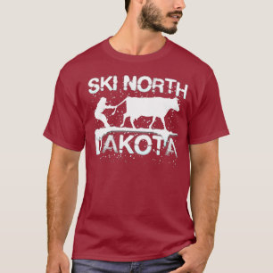 Ski North Dakota Staat Kuh Lover Bauer Skifahren T-Shirt