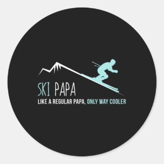 Ski Papa Shirt, Lustiges süßes Winter-Ski-Geschenk Runder Aufkleber