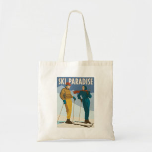 Ski-Paradies Vintage-Druck Tragetasche