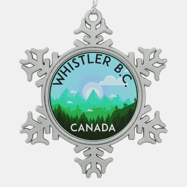 Ski-Pfeifer-Britisch-Columbia-Kanada-Skifahren Schneeflocken Zinn-Ornament (Vorderseite)