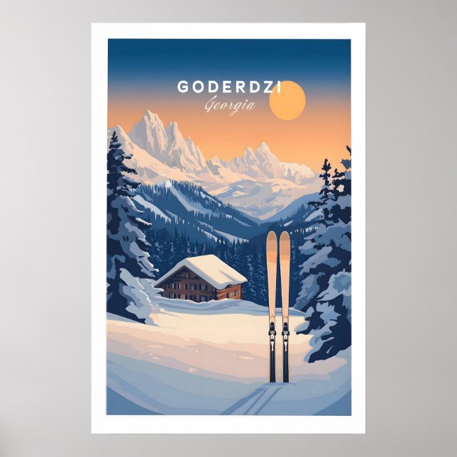 Ski Print Goderdzi Georgien 1 Poster (Vorne)
