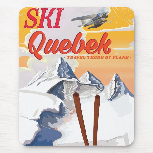 Ski Quebec Vintages Urlaubsplakat. Mousepad (Vorne)