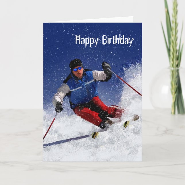 Ski Racing Down the Mountain Karte (Vorderseite)