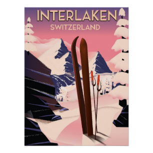 Ski-Reiseplakat Interlakens die Schweiz Poster