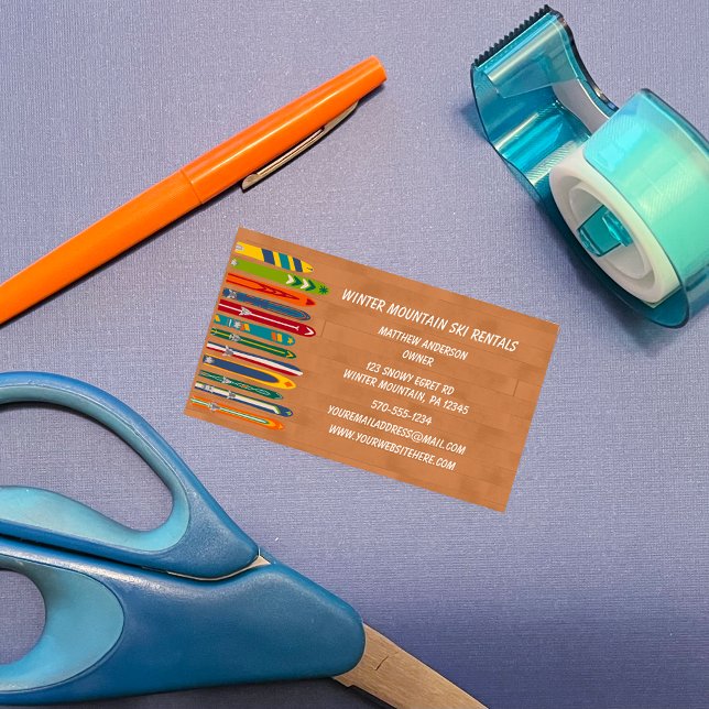 Ski Rentals Skiing Instructors Custom Visitenkarte (Von Creator hochgeladen)