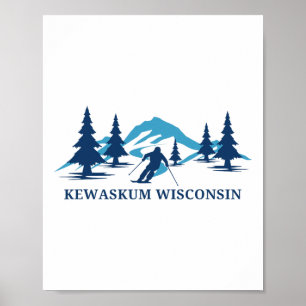 Ski Resort Kewaskum Wisconsin Skifahren Skifahrer Poster