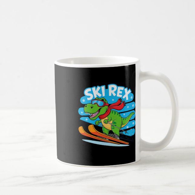 Ski Rex Lustiger Skifahrender Dinosaurier Winter S Kaffeetasse (Rechts)