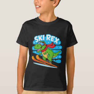 Ski Rex Lustiger Skifahrender Dinosaurier Winter-S T-Shirt