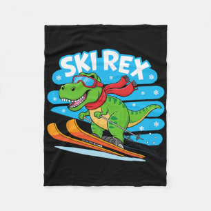 Ski Rex Lustiges Skifahren Dinosaurier Winter Spor Fleecedecke