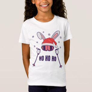 Ski Santa Rabbit mit Weihnachtsmannmütze und Skist T-Shirt