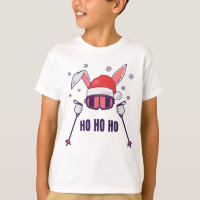 Ski Santa Rabbit mit Weihnachtsmannmütze und Skist