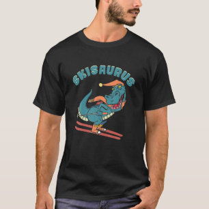 Ski Saurus Dinosaur Skirex mit Hut und Scarf T-Shirt