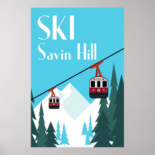 Ski Savin Hill Vintag Style Travel Poster (Vorne)