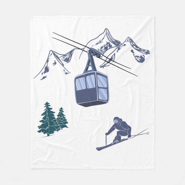 Ski Scene Winter Sports Fleecedecke (Vorderseite)