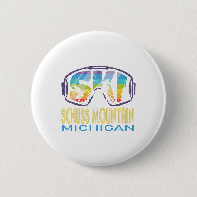 Ski Schuss Mountain Michigan Skiurlaub  Button (Vorderseite)