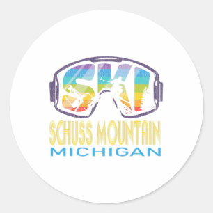 Ski Schuss Mountain Michigan Skiurlaub Runder Aufkleber