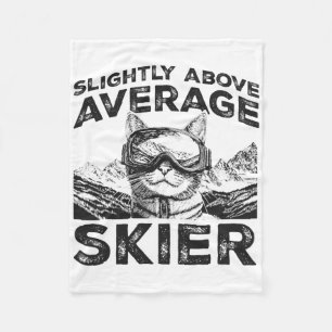 Ski Skifahren Lustiger Skifahrer Katze Berg Leicht Fleecedecke