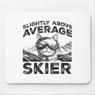 Ski Skifahren Lustiger Skifahrer Katze Berg Leicht Mousepad