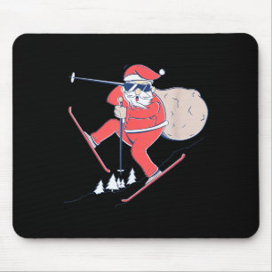 Ski Skifahren Schnee Weihnachtsmann Weihnachten X- Mousepad